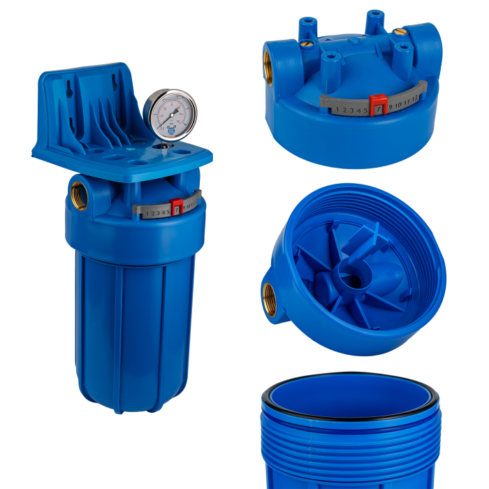 Корпус фільтра Big Blue 10" з манометром FH10B1-B-WB
