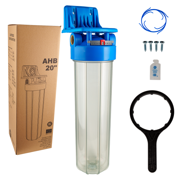 Корпус фільтра прозорий Big Blue 20" в комплекті AHB-FH20CB
